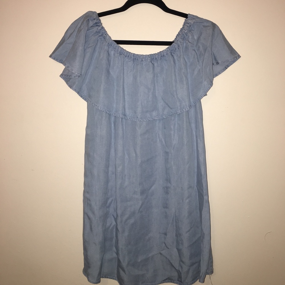 Chambray off the shoulder dress